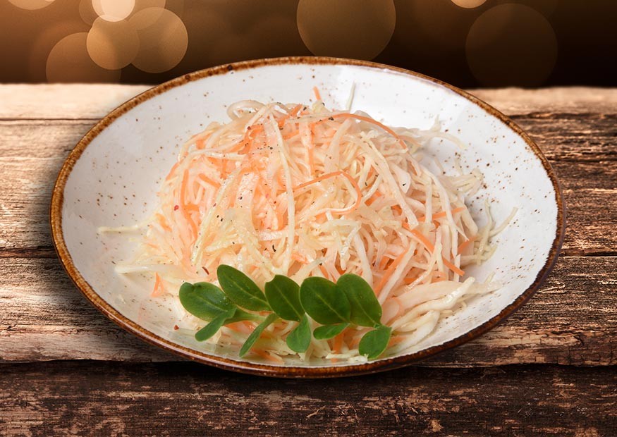 Fresh cabbage salad with carrot and fragrant oil