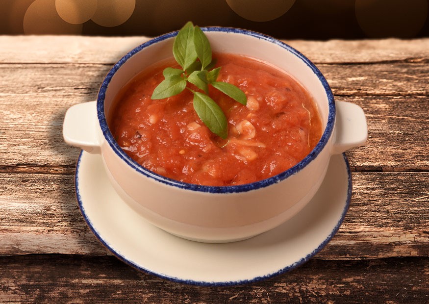 Суп холодный из помидор(с пшеничными гренками)